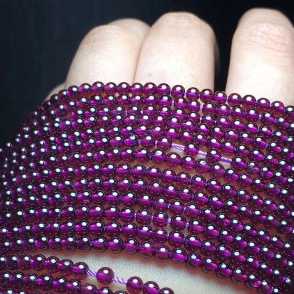 2 - 3mm small size whole strand round shape genuine natural purple garnet bead - Image 3
