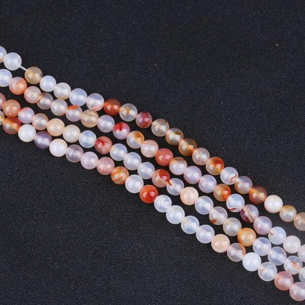 8 - 10mm whole strand round shape genuine natural colorful agate bead - Image 3