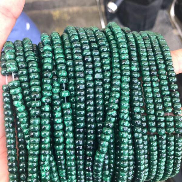 6 * 3mm whole strand rondelle shape genuine natural malachite bead - Image 3