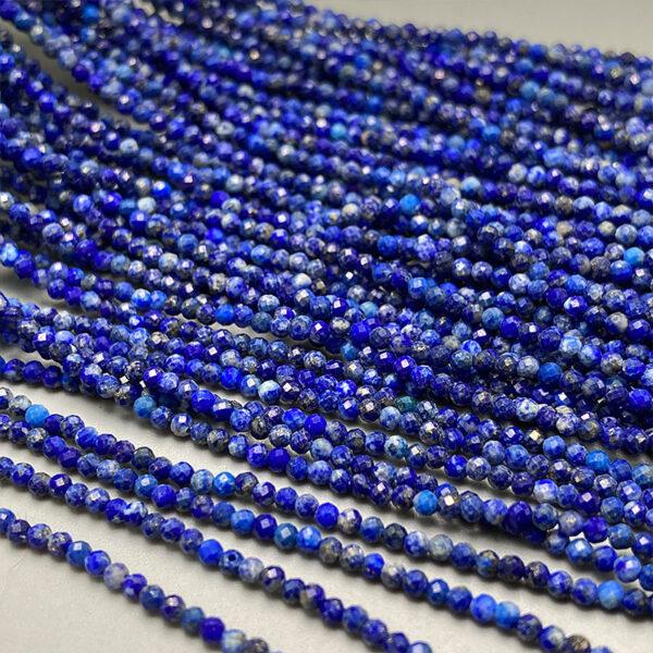 2mm small size whole strand facet surface round shape genuine natural lazurite bead - Image 3
