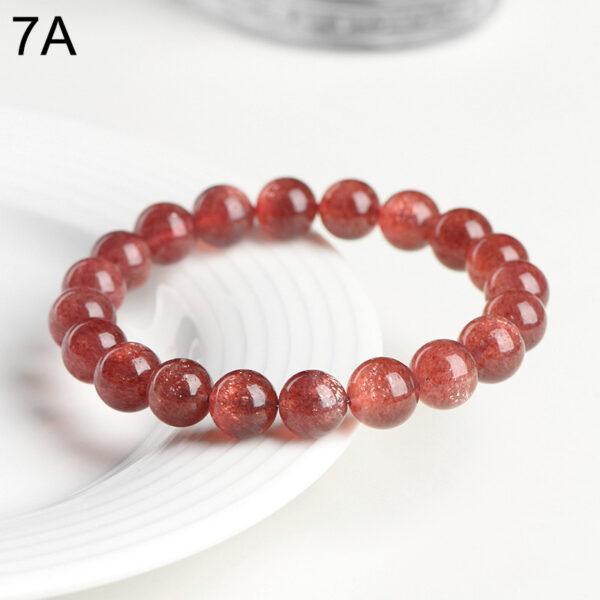 7 - 11mm round shape genuine natural strawberry quartz beaded bracelet - Image 3