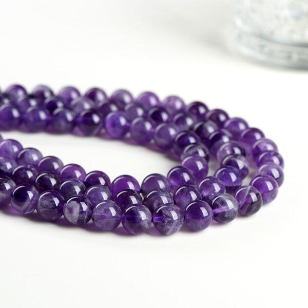 4mm - 12mm whole strand round shape genuine natural amethyst bead - Image 4