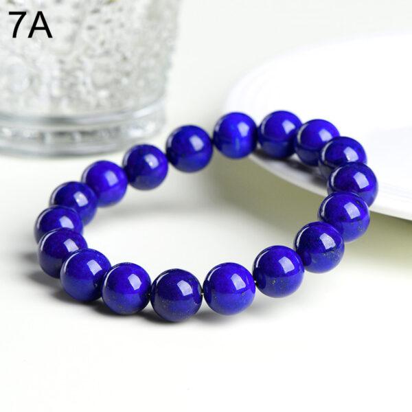 6 - 13mm round shape 7A genuine natural lapis lazuli beaded bracelet - Image 4