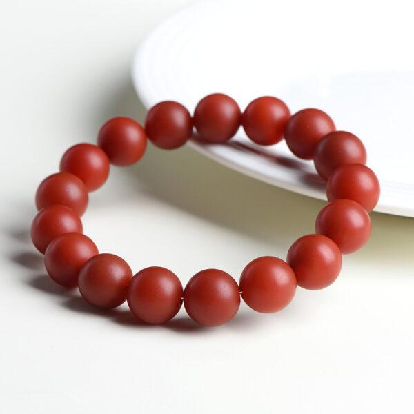 6 - 10mm round shape matte surface genuine natural red agate beaded bracelet - Image 4