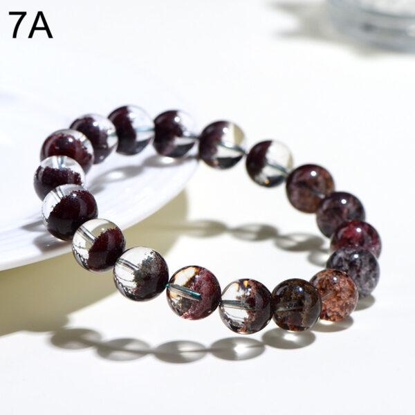 6 - 9mm round shape genuine natural red phantom quartz beaded bracelet - Image 4