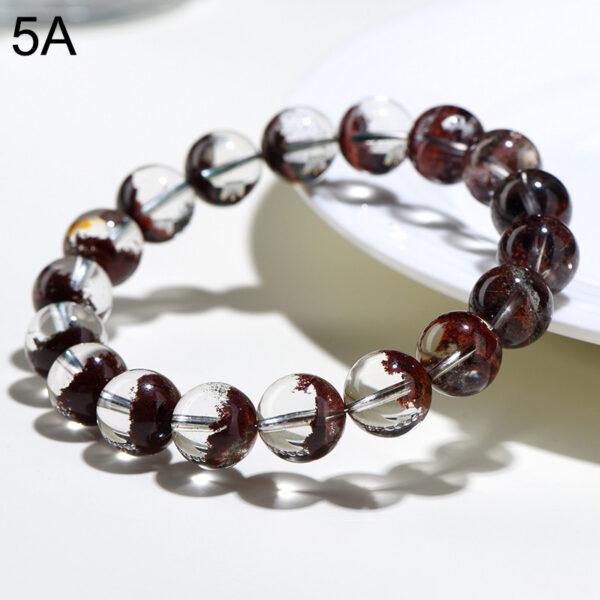 6 - 9mm round shape genuine natural red phantom quartz beaded bracelet - Image 8