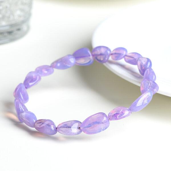 6 - 11mm irregular genuine natural hazy amethyst beaded bracelet - Image 4