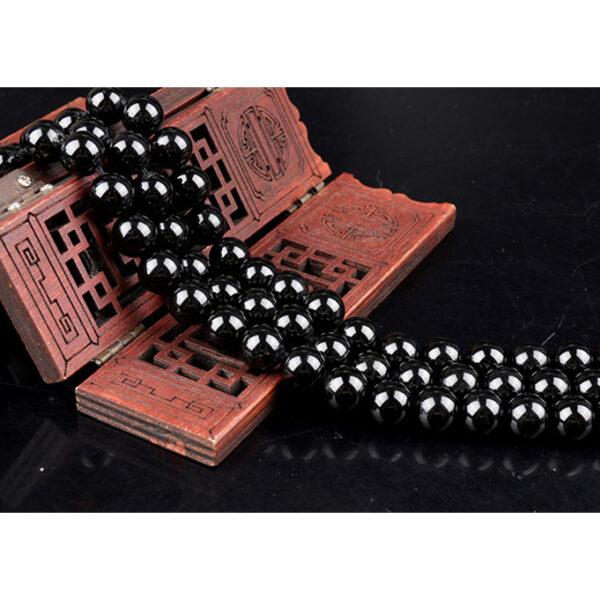 6A genuine natural black tourmaline bead, 6 - 12 mm whole strand round bead - Image 4