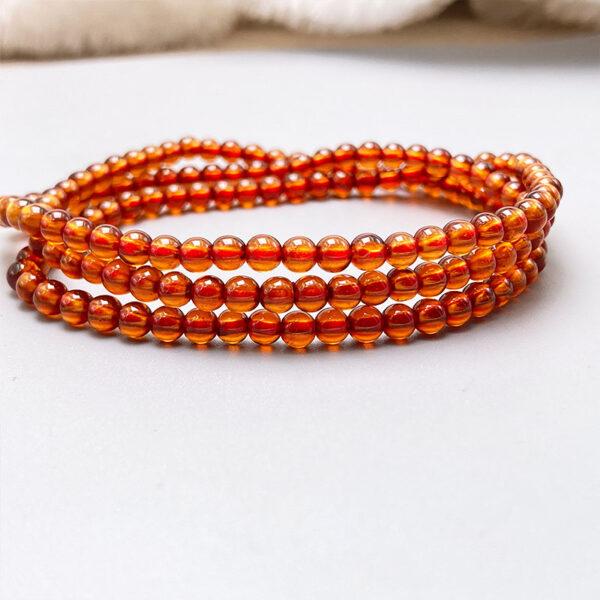 small size orange red genuine natural garnet bead, 3 - 4 mm whole strand round bead - Image 4