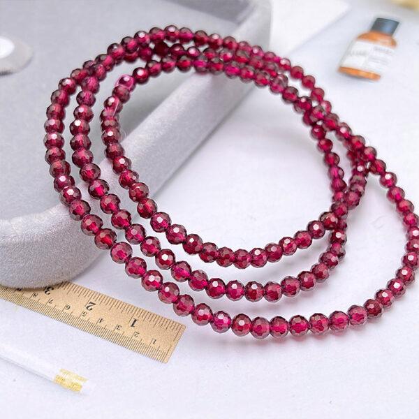 small size wine red genuine natural garnet bead, 3.5 - 4 mm whole strand facet round bead - Image 4