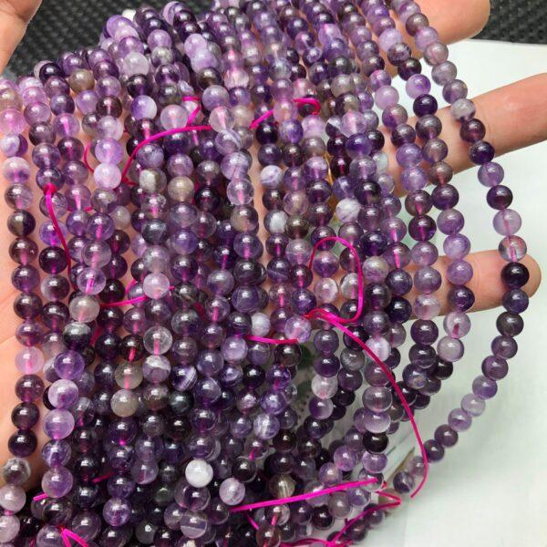 mixed purple genuine natural amethyst bead, 6 mm whole strand round bead - Image 4