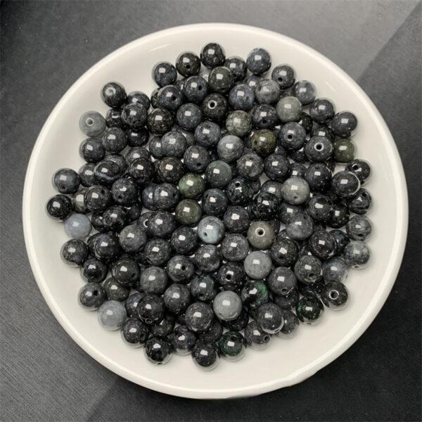 genuine natural motley black jadeite bead, 8mm round shape jadeite bead - Image 4