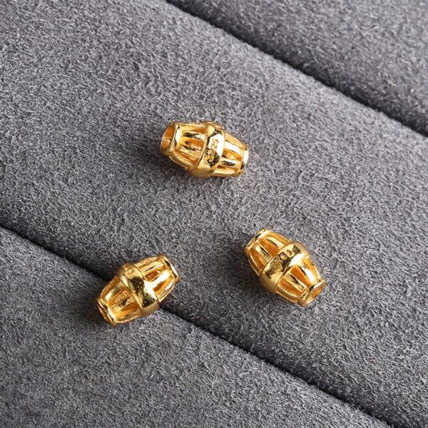drum shape gild s925 sterling silver bead, hollow golden drum bead - Image 4