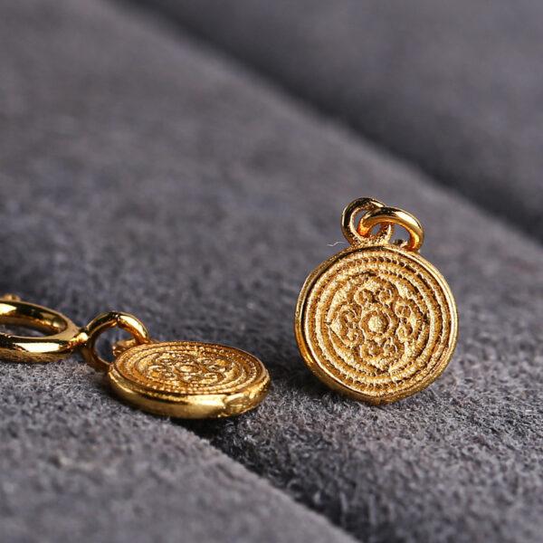 round gild s925 sterling silver charm, flower pattern golden clasp bead - Image 4