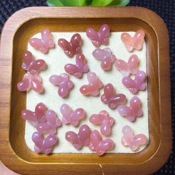 butterfly bead, agate bead, pink bead, red bead - Image 3