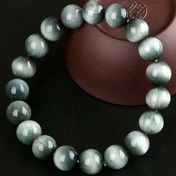 Best quality genuine natural eagle eye bracelet, 8 - 12mm round shape beaded bracelet - Image 4