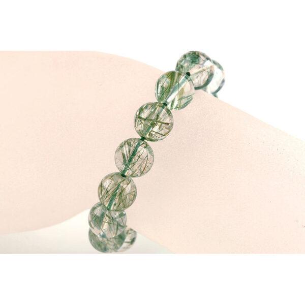 7A genuine natural green rutilated quartz bracelet, 7 - 12mm round shape beaded bracelet - Image 4