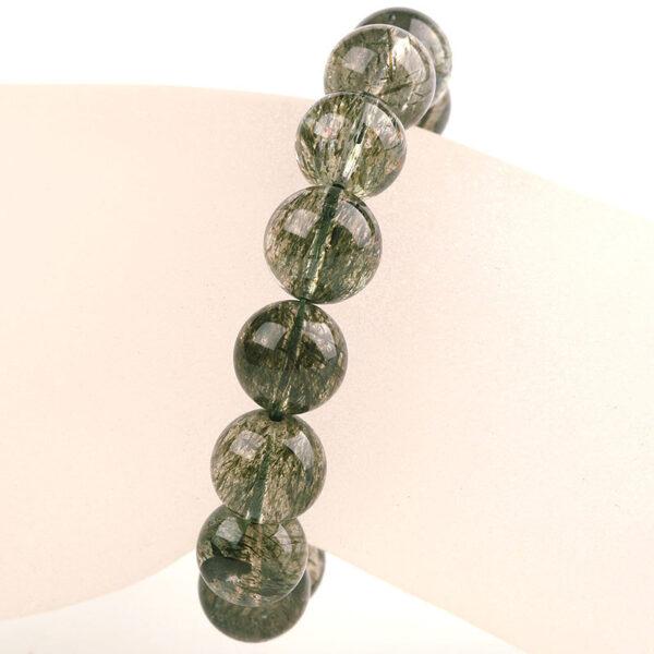 Best quality genuine natural green rutilated quartz bracelet, 7 - 12mm round shape beaded bracelet - Image 4