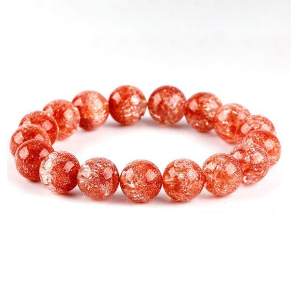 7A red inner cracks clear quartz bracelet, 7 - 12mm round shape beaded bracelet - Image 4
