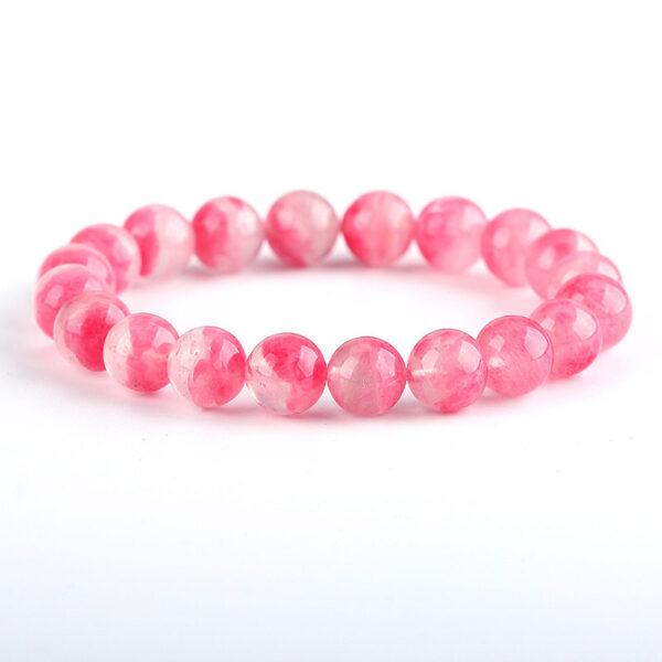 Best quality genuine natural rhodonite bracelet, 7 - 12mm round shape beaded bracelet - Image 4