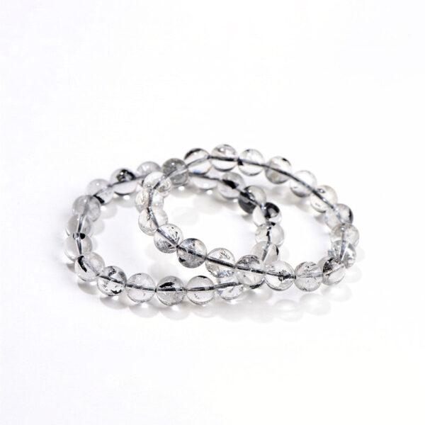8mm - 13mm round shape genuine natural Herkimer Diamond beaded bracelet - Image 4