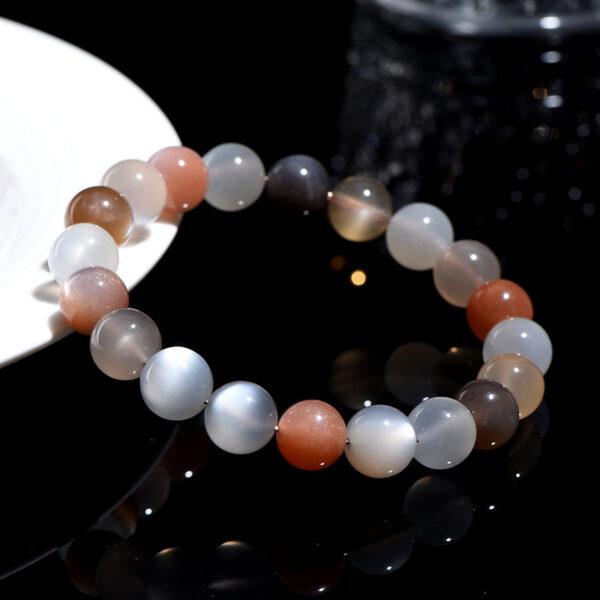 6mm - 10mm round shape genuine natural colorful moonstone beaded bracelet - Image 4