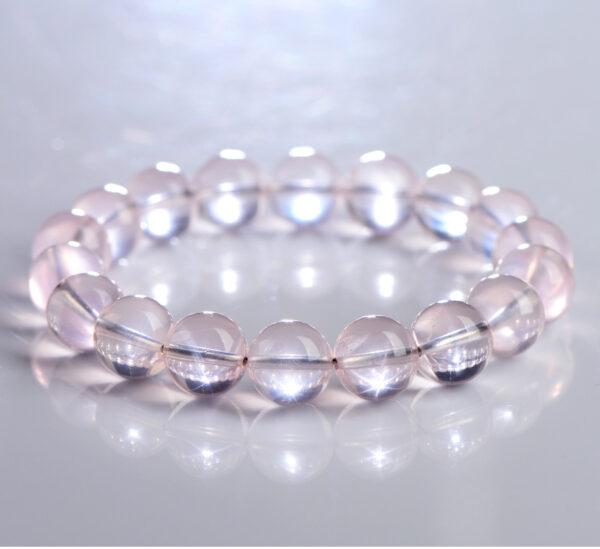 7mm - 14mm round shape genuine natural star light rose quartz beaded bracelet - Image 4