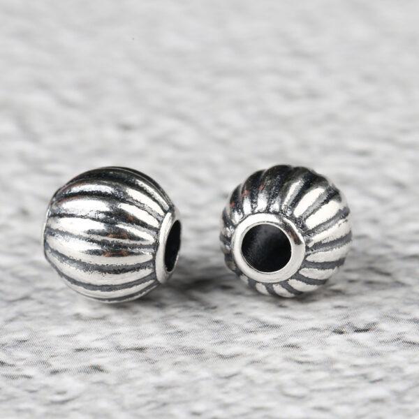 pumpkin shape s925 sterling silver bead, oxidized silver pumpkin bead - Image 4