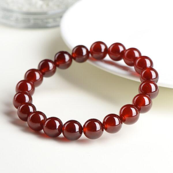 5mm - 12mm round shape genuine natural orange red garnet beaded bracelet - Image 4