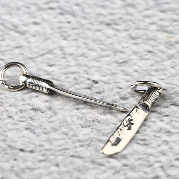 knife shape s925 sterling silver charm, oxidized silver knife bead - Image 4