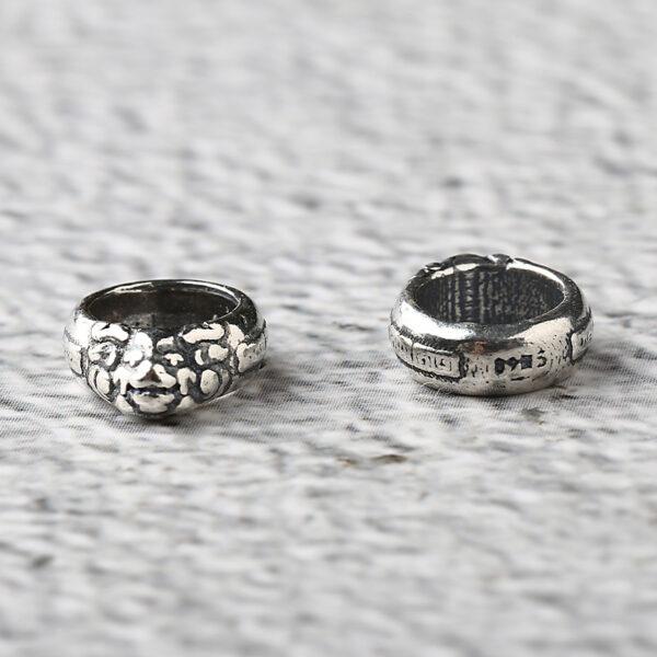 bull pattern ring shape s925 sterling silver bead, oxidized silver ring bead - Image 4