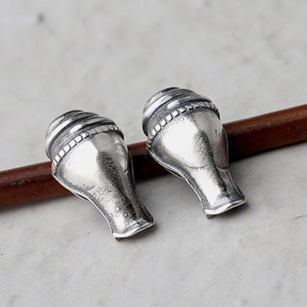 small conch shape s925 sterling silver bead, oxidized silver conch bead - Image 4