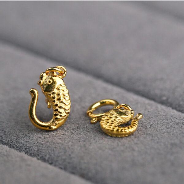 fish shape s925 sterling silver charm, golden fish bead - Image 4