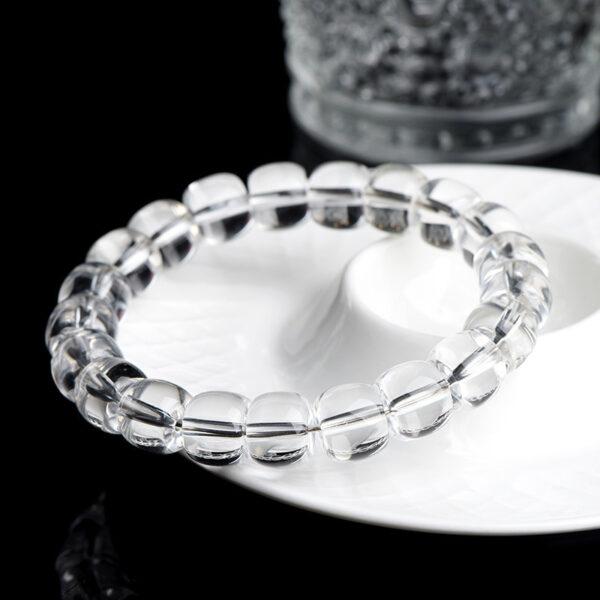 4mm - 10mm drum shape genuine natural clear quartz beaded bracelet - Image 4