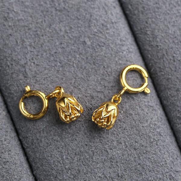 lotus flower shape s925 sterling silver charm, golden lotus bead - Image 4