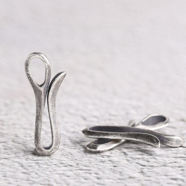 simple s925 sterling silver hook bead, oxidized silver hook finding - Image 4