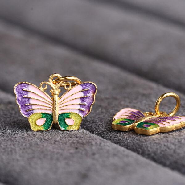 cute butterfly shape gild sterling silver charm bead, colorful enamel sheep charm - Image 4