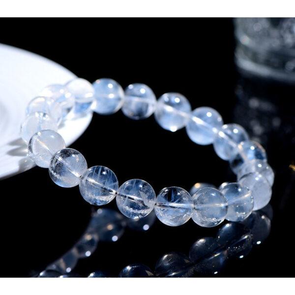 5mm - 12mm round shape 5A genuine natural blue needle quartz beaded bracelet - Image 4