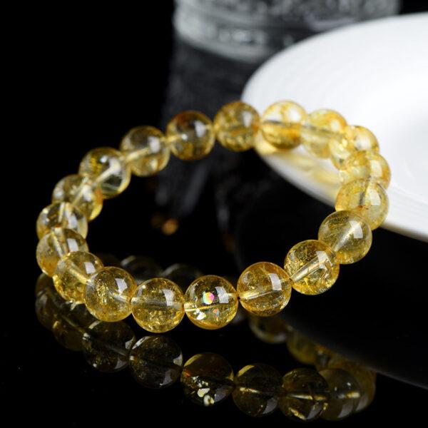 6mm - 7mm round shape genuine natural yellow topaz beaded bracelet - Image 4