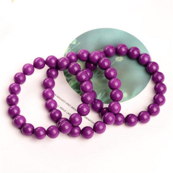 6mm - 14mm round shape genuine natural purple mica beaded bracelet - Image 4
