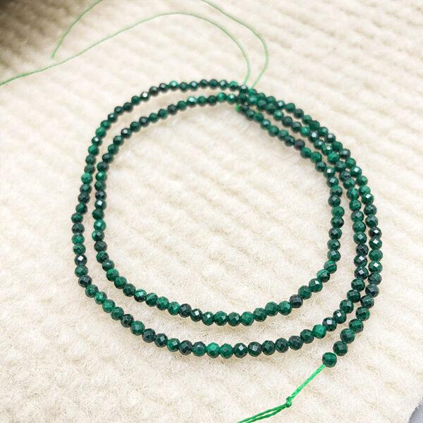 2mm - 3mm small size whole strand facet round shape genuine natural malachite bead - Image 2