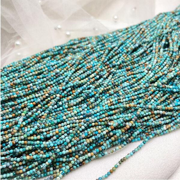 2mm - 3mm small size whole strand round shape genuine natural turquoise bead - Image 4