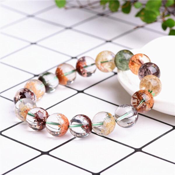 7mm - 8mm round shape genuine natural phantom quartz beaded bracelet - Image 4