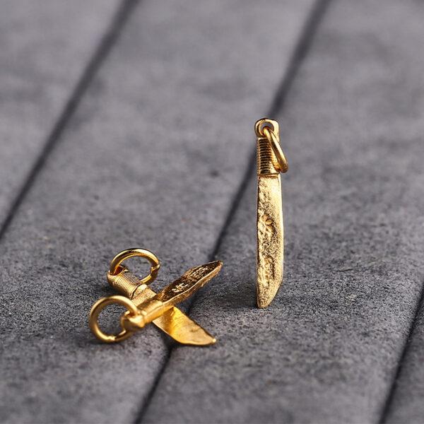 knife shape gild s925 sterling silver charm, golden knife charm bead - Image 4