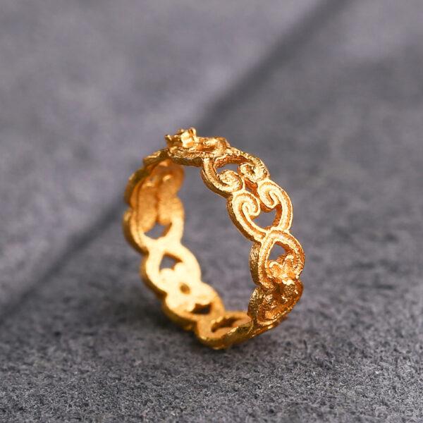 hollow flower pattern ring shape gild s925 sterling silver bead, golden jump ring bead - Image 4