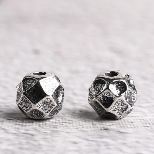 pits pattern round shape s925 sterling silver bead, oxidized silver bead - Image 4