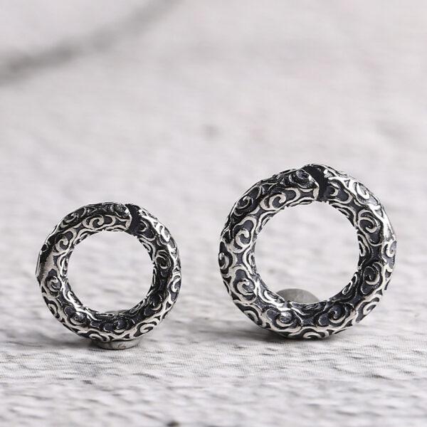 abstract cloud pattern open ring shape s925 sterling silver bead, oxidized silver open ring bead - Image 4