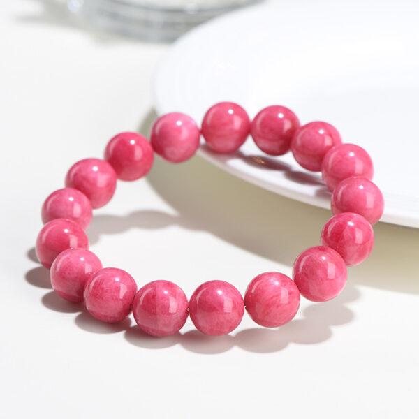 8mm - 15mm round shape genuine natural rhodonite beaded bracelet - Image 4