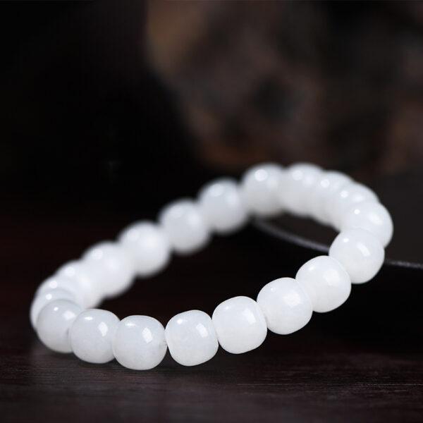 5 - 10 mm drum shape genuine natural nephrite beaded bracelet - Image 4