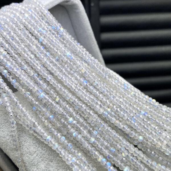 3mm small size whole strand facet surface rondelle shape genuine natural moonstone bead - Image 4